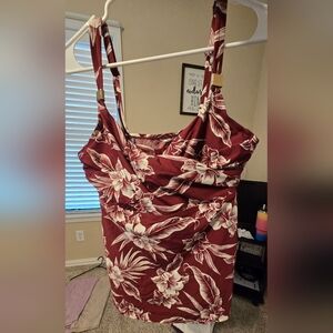 Miraclesuit Burgundy and White Floral Swim Camisole